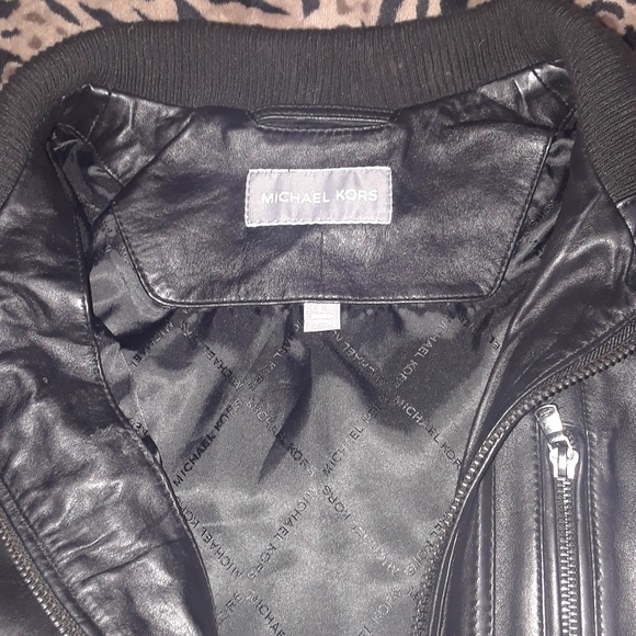 Michael Kors mens black leather jacket - Picture 3 of 3